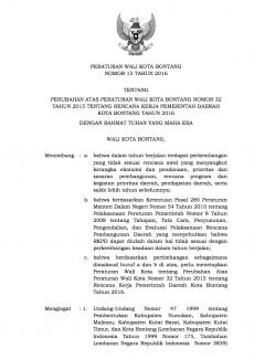 Rencana Kerja Pemerintah Daerah (RKPD) Kota Bontang 2016